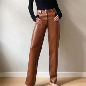Wilfred Free Brown and Cream Leather Pants